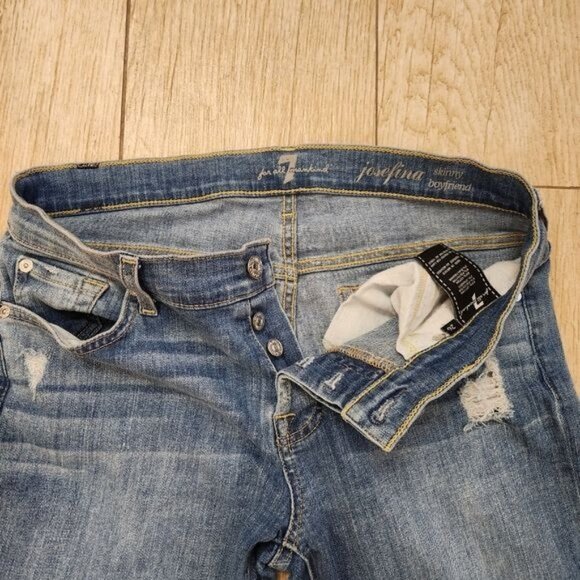 7 for all mankind josefina skinny boyfriend blue jeans size 27 - Picture 3 of 16